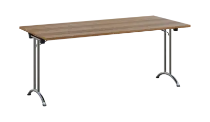 SLC 180 chrom skládací jednací stůl 1800x800, deska 25 mm, podnož chrom, deska ořech světlý